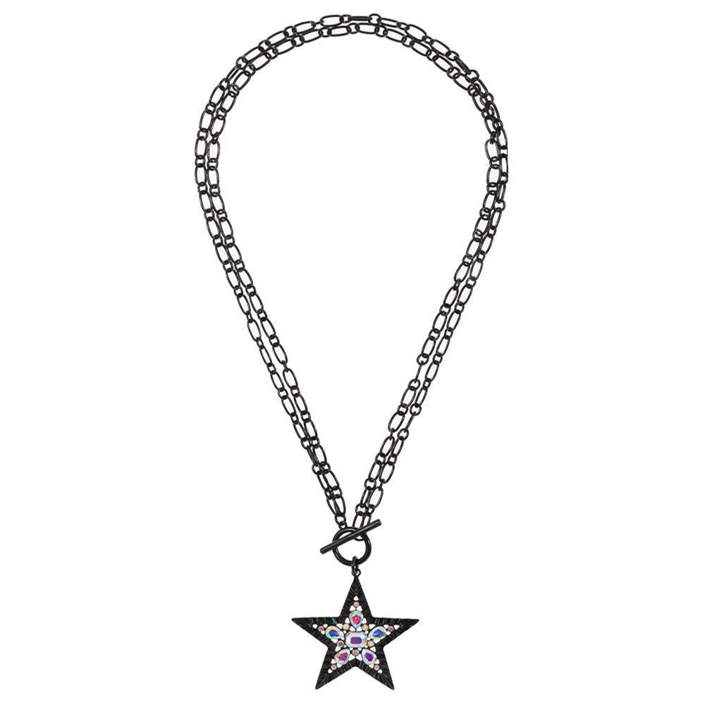 Black Stone Embellished Star Pendant Toggle Necklace - Jewelry Store by Erik Rayo