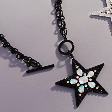 Black Stone Embellished Star Pendant Toggle Necklace - Jewelry Store by Erik Rayo
