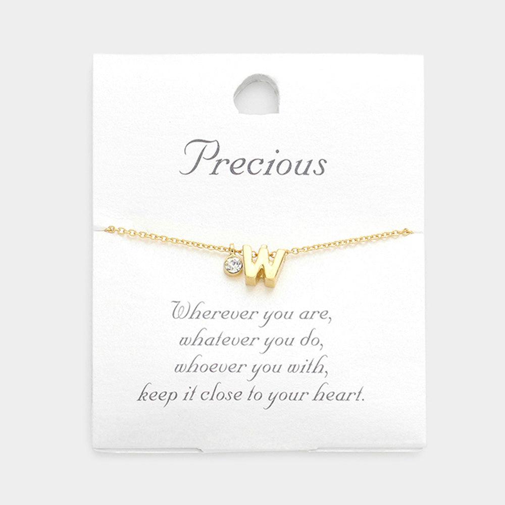 Letter W Monogram Pendant Necklace