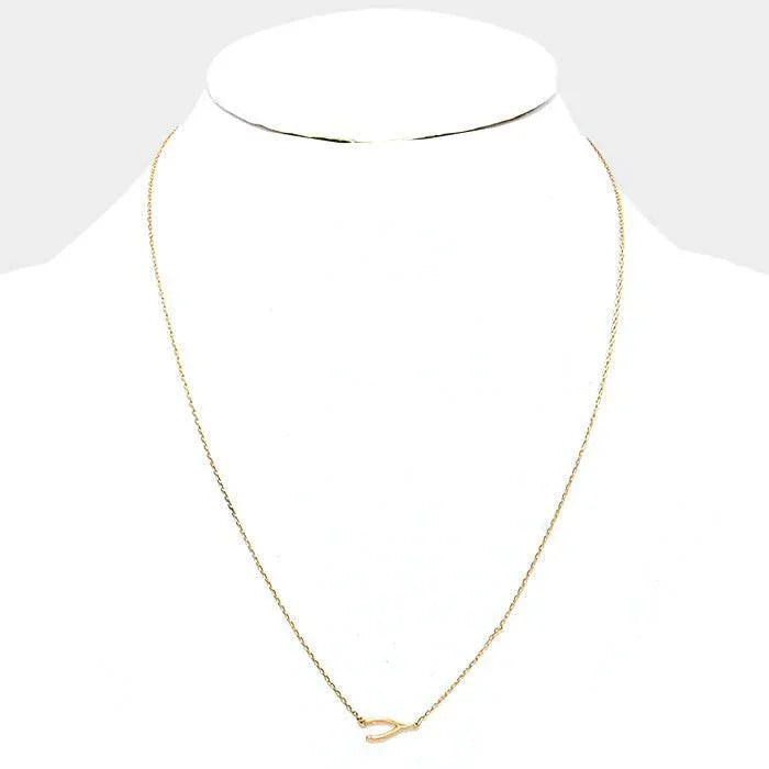 14K Gold Dipped Wishbone Pendant Necklace - Jewelry Store by Erik Rayo