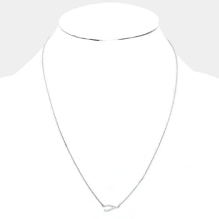 Silver Sterling Silver Dipped Wishbone Pendant Necklace - Jewelry Store by Erik Rayo