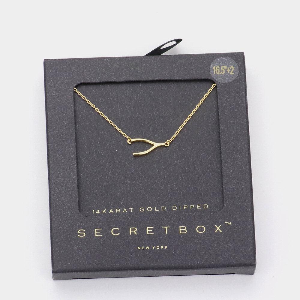14K Gold Dipped Wishbone Pendant Necklace - Jewelry Store by Erik Rayo