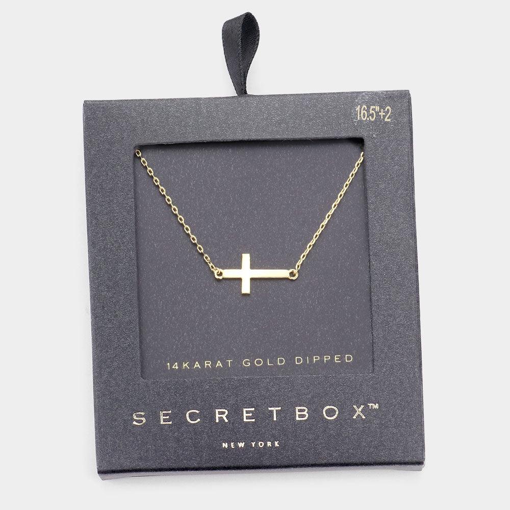 14K Gold Dipped Metal Cross Pendant Necklace