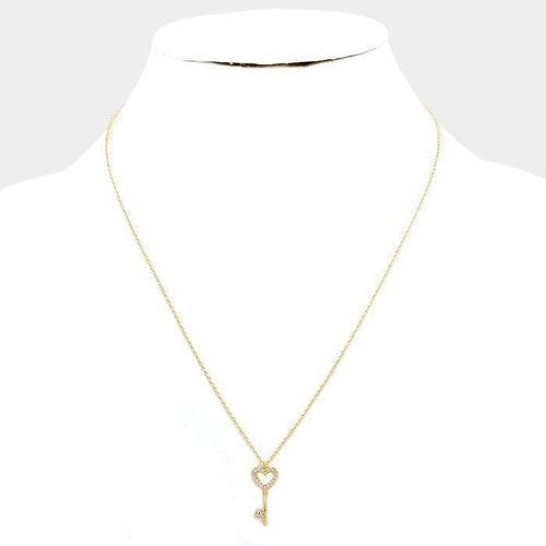 14K Gold Dipped crystal heart key pendant necklace with Secret Box - Jewelry Store by Erik Rayo