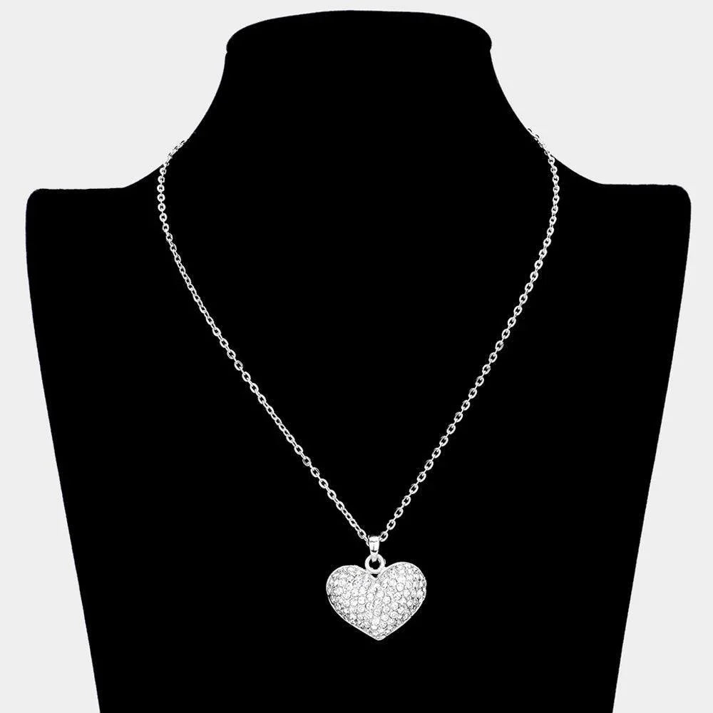 Rhinestone Embellished Heart Pendant Necklace - Jewelry Store by Erik Rayo