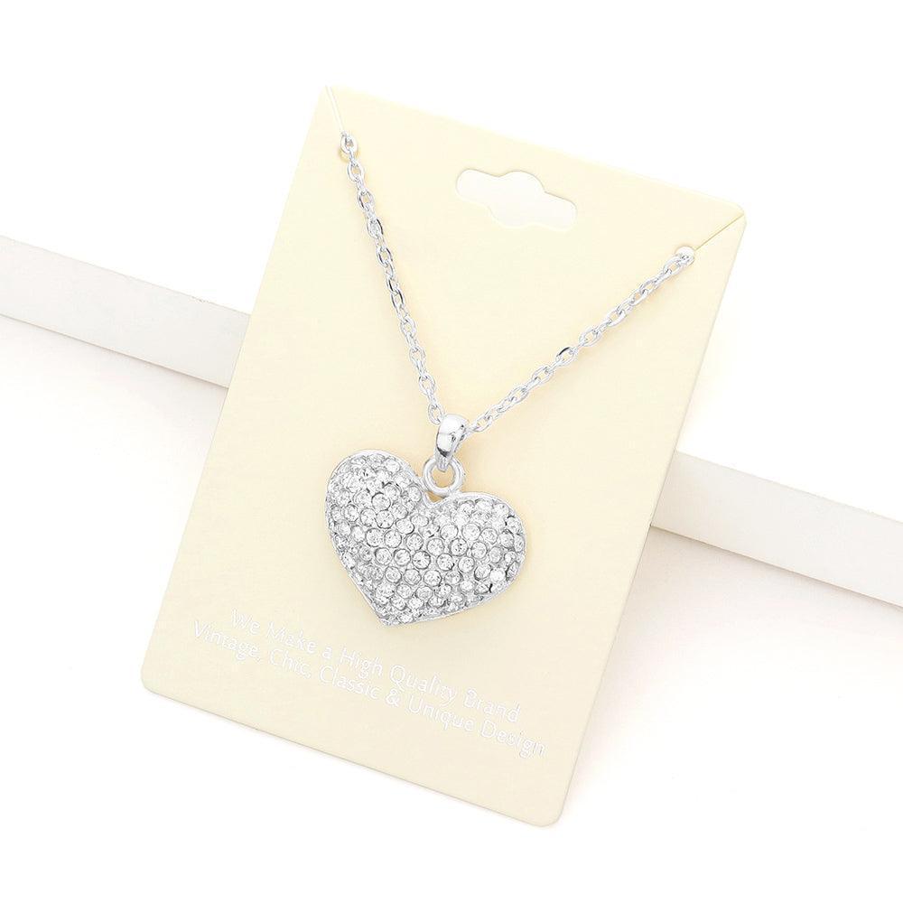 Rhinestone Embellished Heart Pendant Necklace - Jewelry Store by Erik Rayo