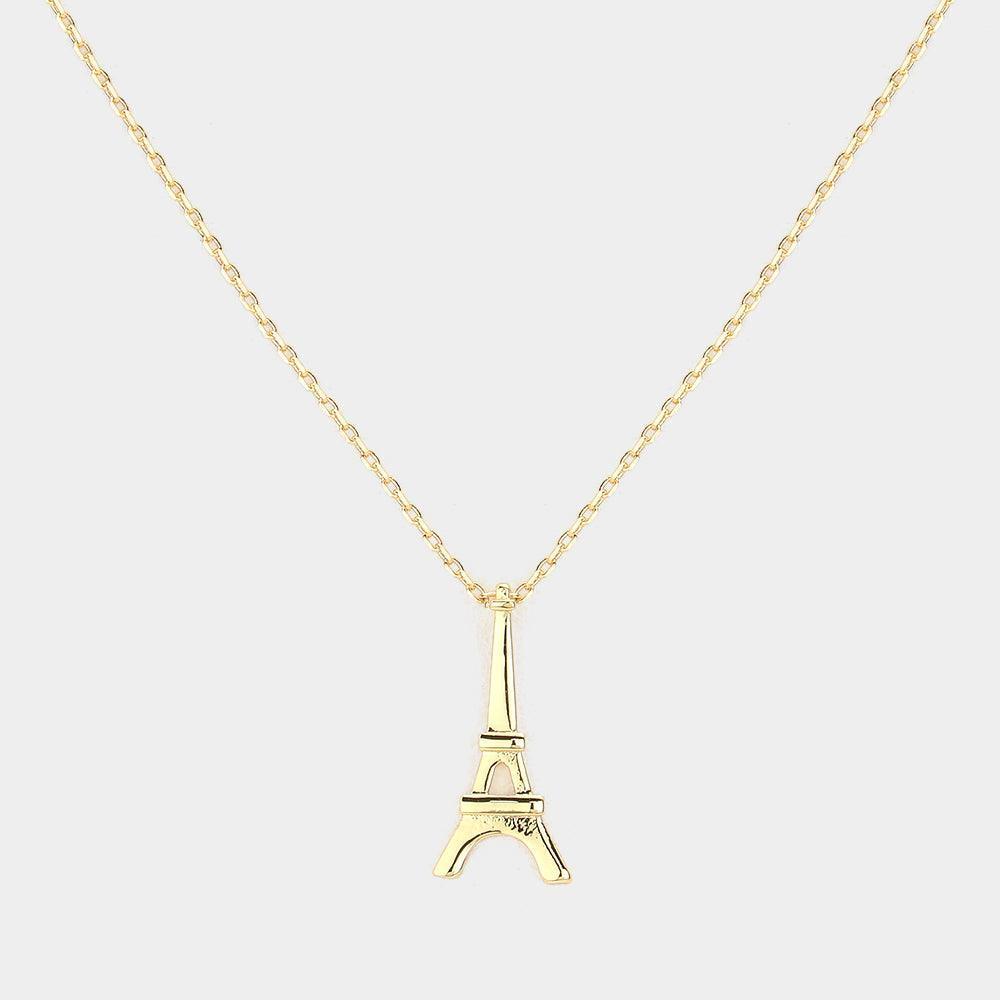 Gold Brass Metal Eiffel Tower Pendant Necklace - Jewelry Store by Erik Rayo