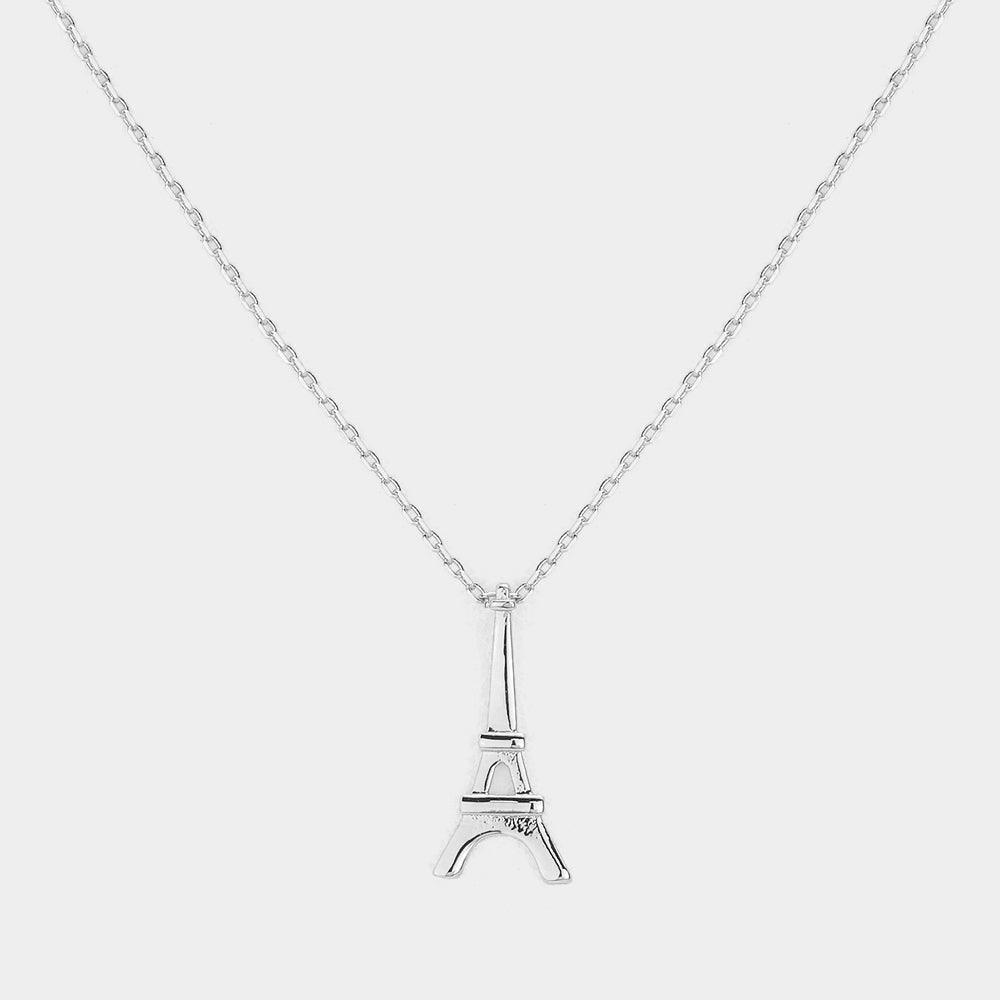 Silver Brass Metal Eiffel Tower Pendant Necklace - Jewelry Store by Erik Rayo