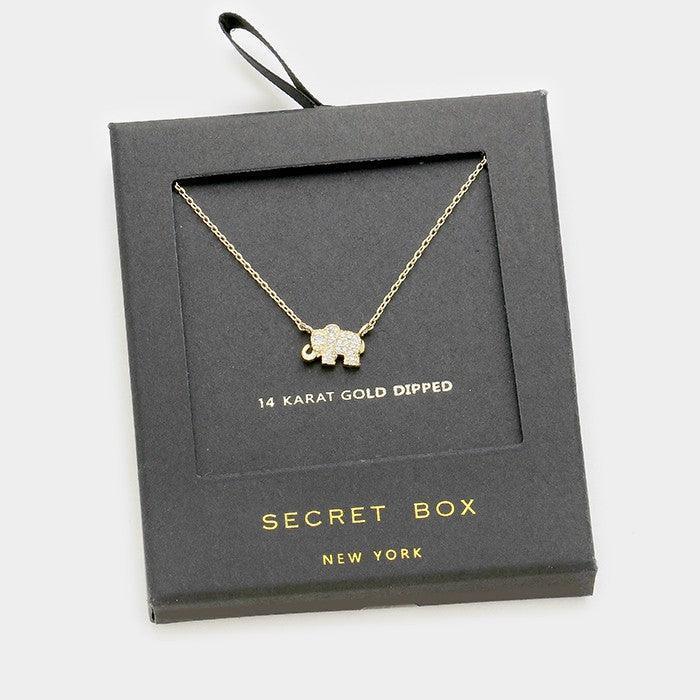 14K Gold Dipped CZ elephant pendant necklace - Jewelry Store by Erik Rayo