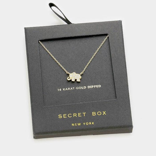14K Gold Dipped CZ elephant pendant necklace - Jewelry Store by Erik Rayo