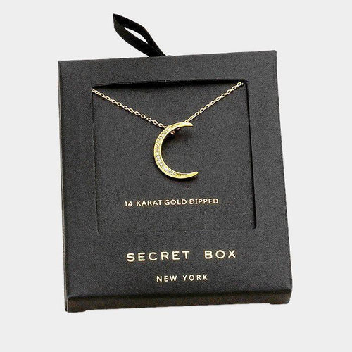 14K Gold Dipped CZ Crescent Pendant Necklace - Jewelry Store by Erik Rayo
