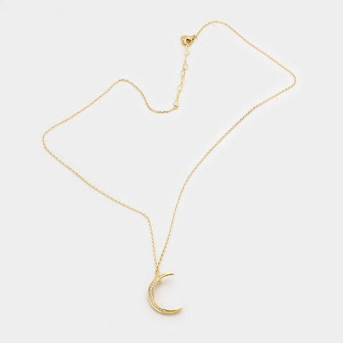 14K Gold Dipped CZ Crescent Pendant Necklace - Jewelry Store by Erik Rayo