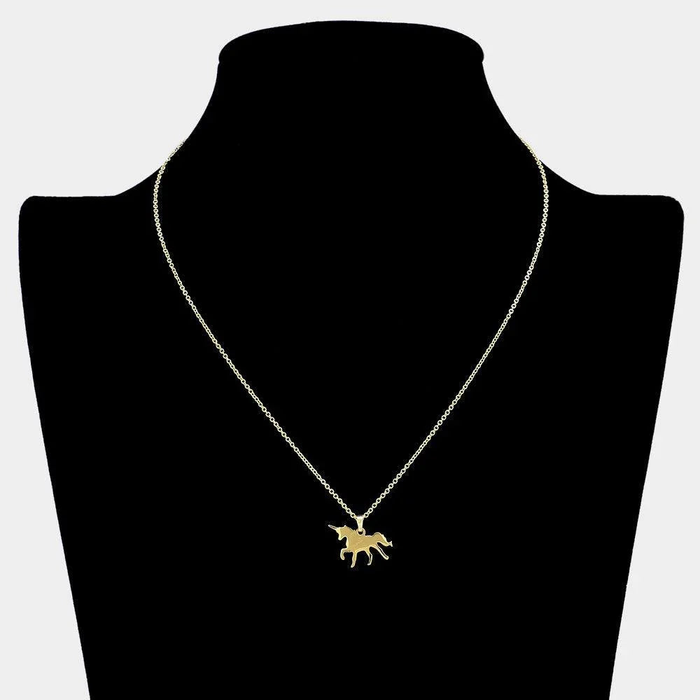Gold 18K Gold Filled Unicorn Pendant Necklace - Jewelry Store by Erik Rayo