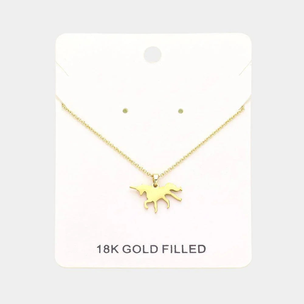 Gold 18K Gold Filled Unicorn Pendant Necklace - Jewelry Store by Erik Rayo