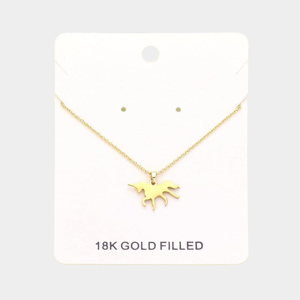 Gold 18K Gold Filled Unicorn Pendant Necklace