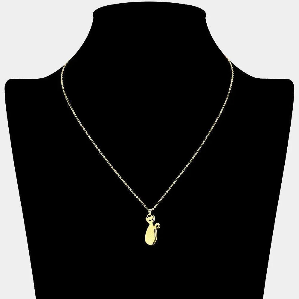 Gold 18K Gold Filled Cat Plate Pendant Necklace - Jewelry Store by Erik Rayo