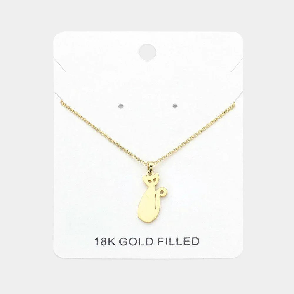 Gold 18K Gold Filled Cat Plate Pendant Necklace - Jewelry Store by Erik Rayo