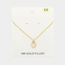 Load image into Gallery viewer, Gold 18K Gold Filled Mother Of Pearl CZ Stone Paved Heart Pendant Necklace
