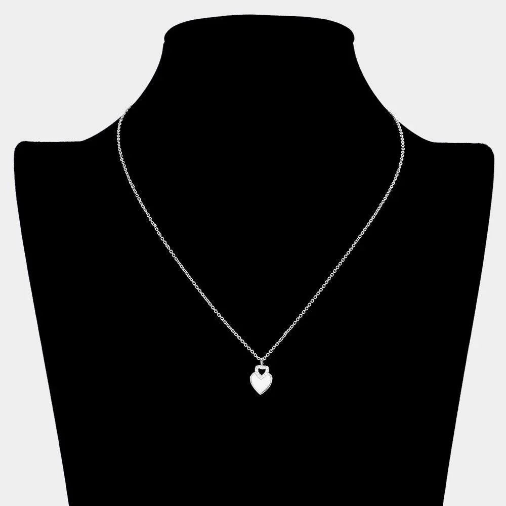 Mother Of Pearl CZ Stone Paved Heart Pendant Necklace - Jewelry Store by Erik Rayo