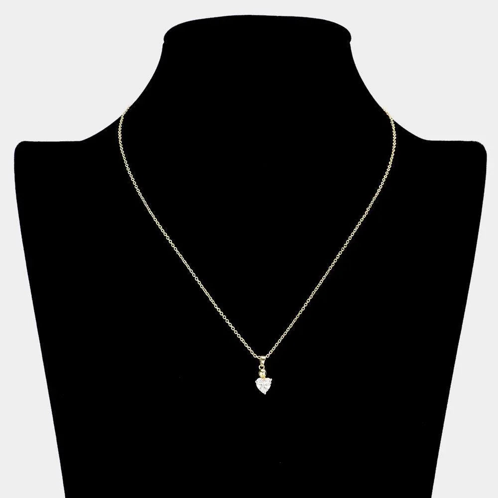 Gold 18K Gold Filled CZ Heart Stone Pendant Necklace - Jewelry Store by Erik Rayo