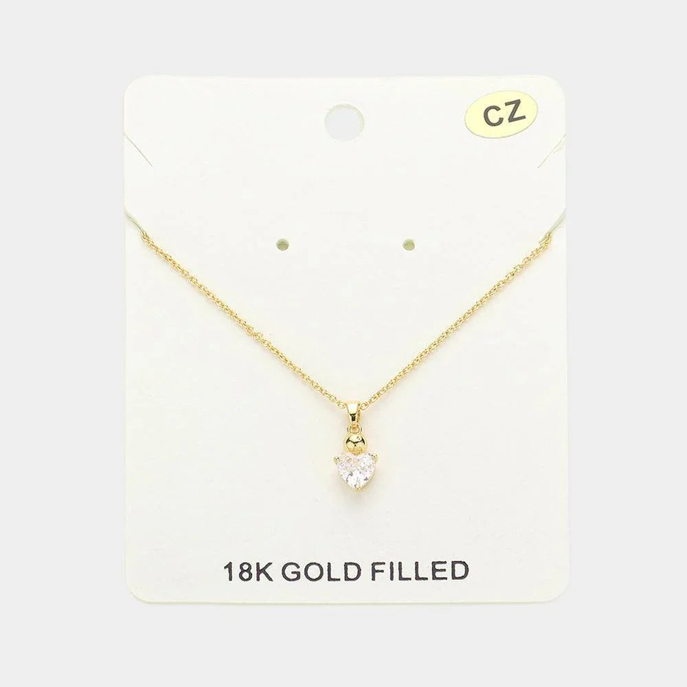 Gold 18K Gold Filled CZ Heart Stone Pendant Necklace - Jewelry Store by Erik Rayo