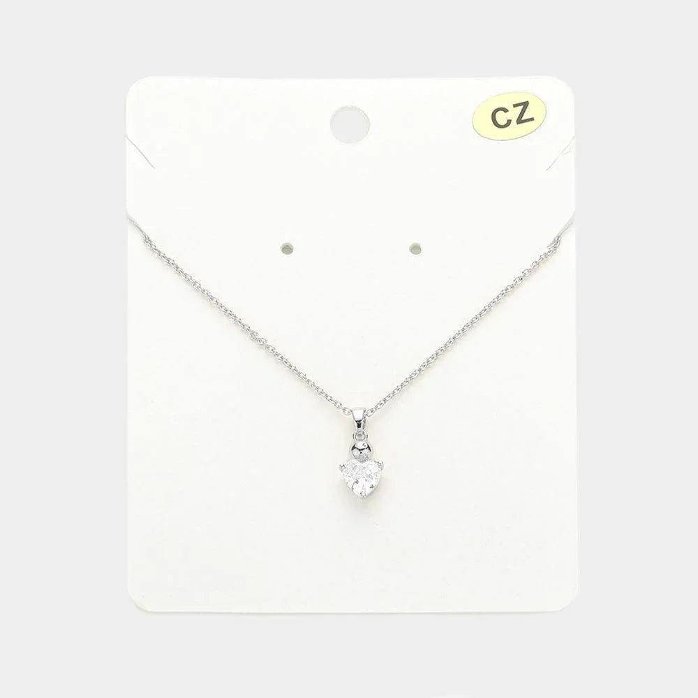 CZ Heart Stone Pendant Necklace - Jewelry Store by Erik Rayo