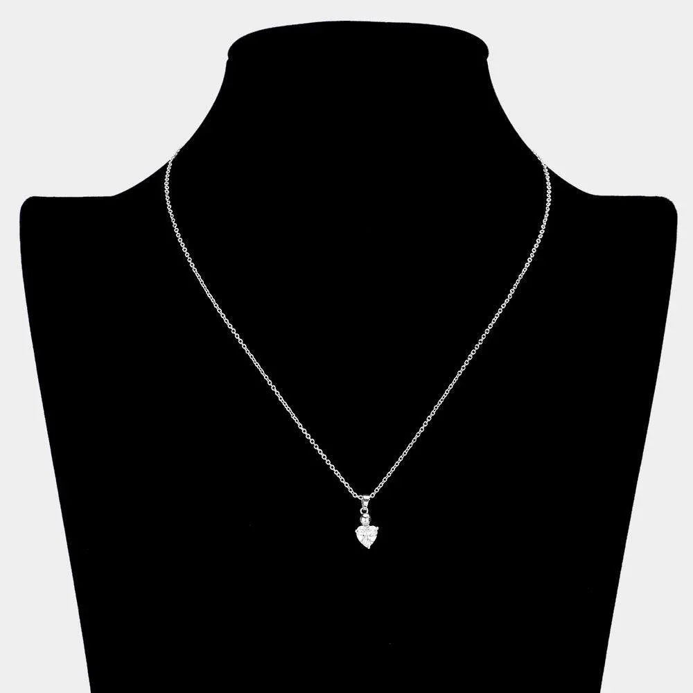 CZ Heart Stone Pendant Necklace - Jewelry Store by Erik Rayo