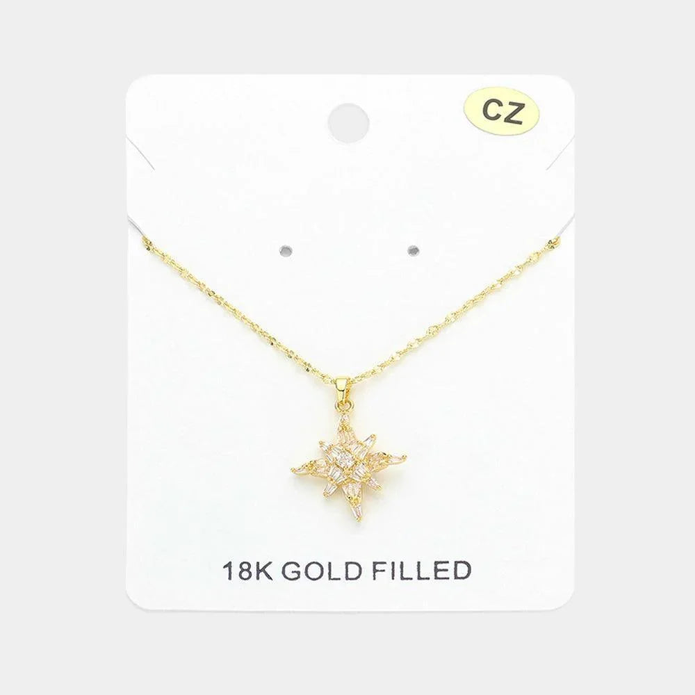 Gold 18K Gold Filled CZ Stone Star Pendant Necklace - Jewelry Store by Erik Rayo