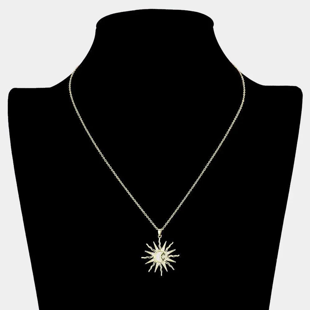 Gold 18K Gold Filled CZ Stone Sunburst Pendant Necklace - Jewelry Store by Erik Rayo