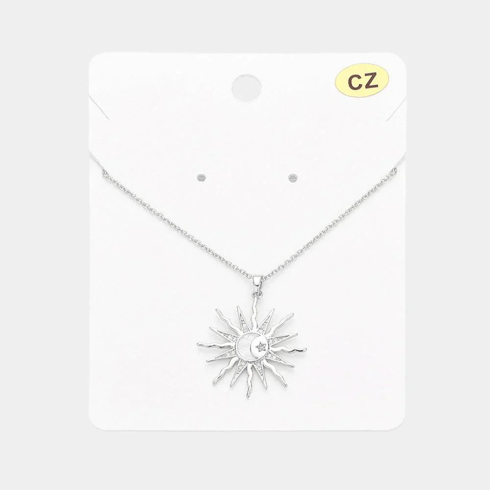 CZ Stone Sunburst Pendant Necklace - Jewelry Store by Erik Rayo