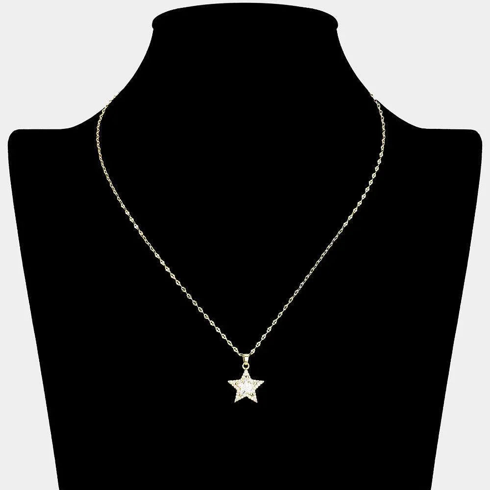 Gold 18K Gold Filled CZ Stone Paved Star Pendant Necklace - Jewelry Store by Erik Rayo