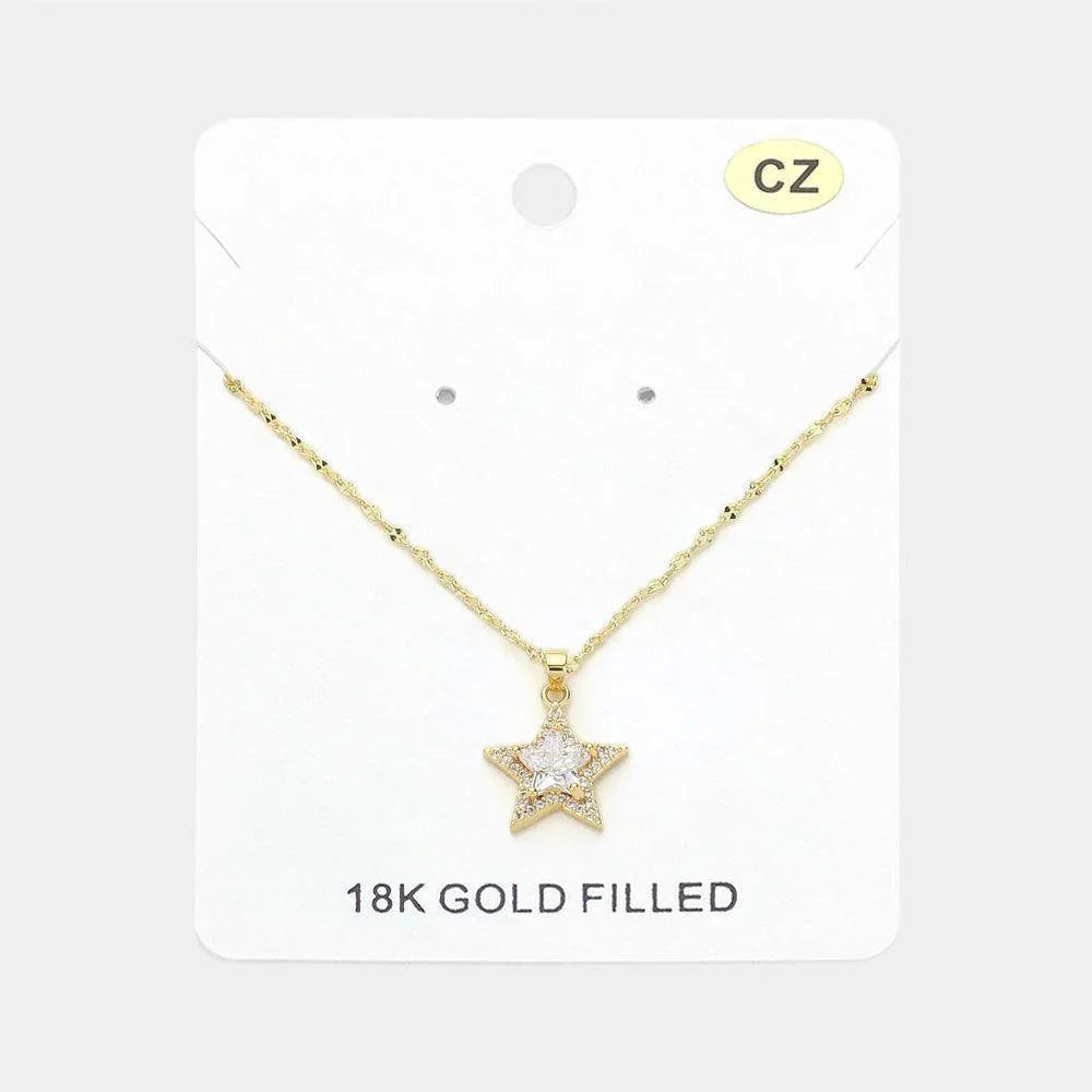 Gold 18K Gold Filled CZ Stone Paved Star Pendant Necklace - Jewelry Store by Erik Rayo