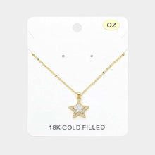 Load image into Gallery viewer, Gold 18K Gold Filled CZ Stone Paved Star Pendant Necklace
