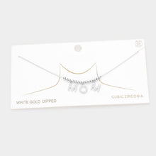 Load image into Gallery viewer, Gold White Gold Dipped CZ Embellished MOM Message Pendant Necklace
