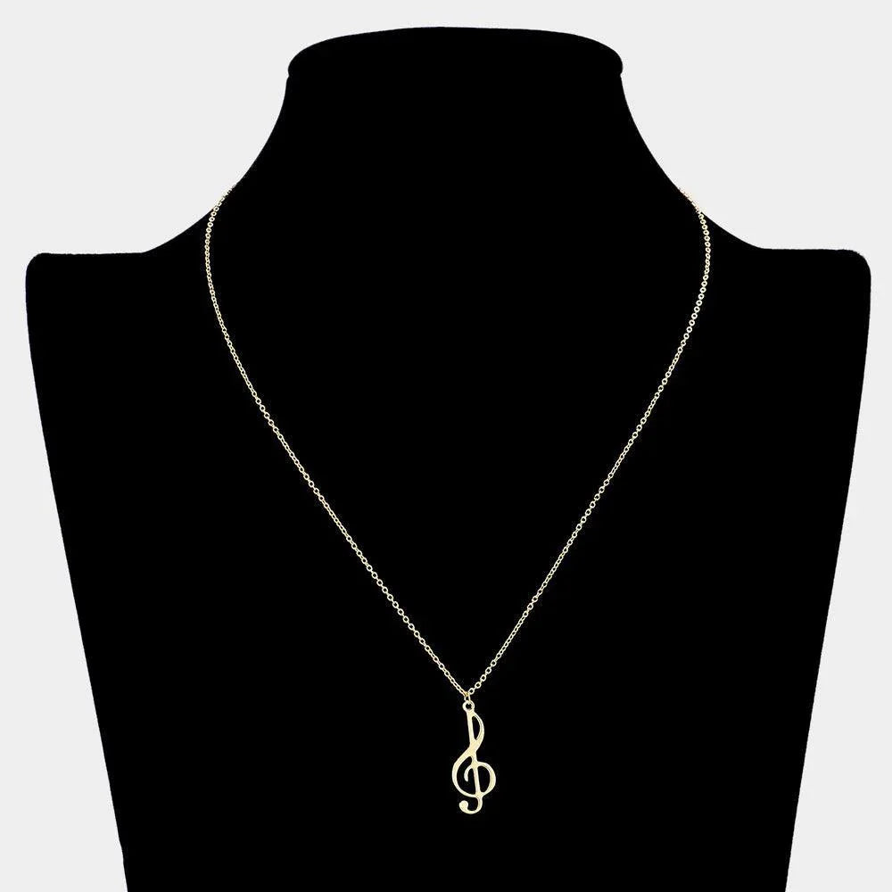 Gold 18K Gold Filled Treble Clef Pendant Necklace - Jewelry Store by Erik Rayo