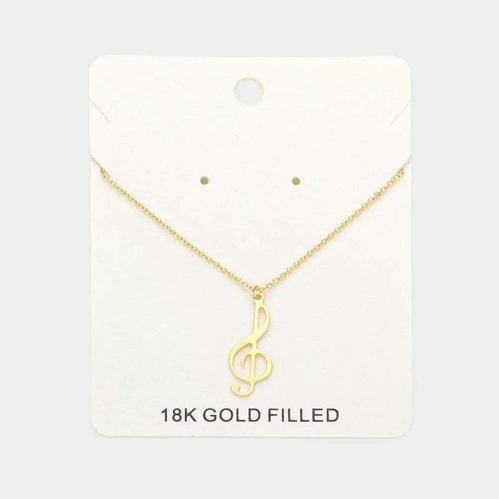 Gold 18K Gold Filled Treble Clef Pendant Necklace - Jewelry Store by Erik Rayo