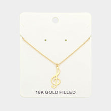 Load image into Gallery viewer, Gold 18K Gold Filled Treble Clef Pendant Necklace
