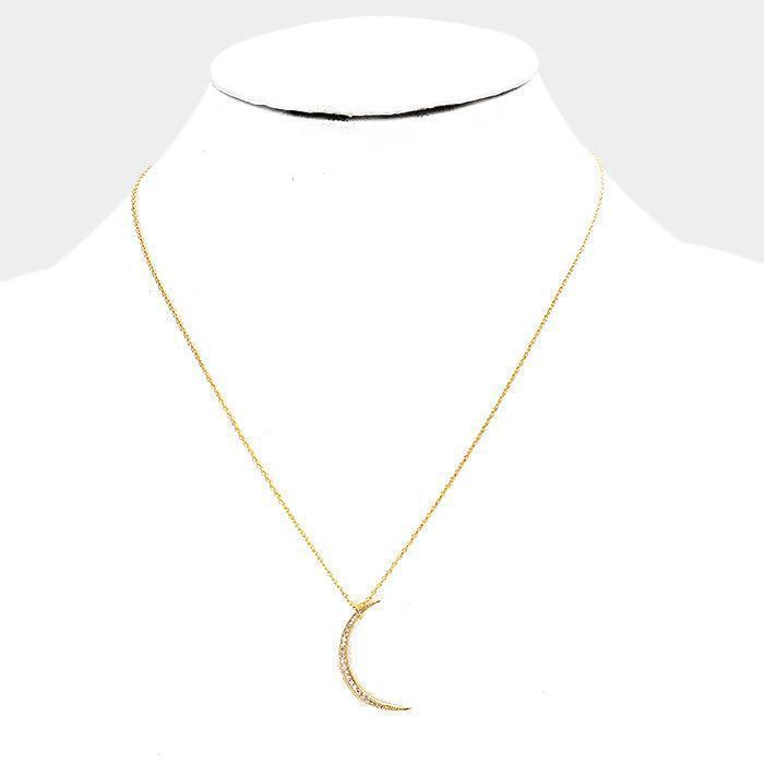 14K Gold Dipped CZ Moon Pendant Necklace - Jewelry Store by Erik Rayo