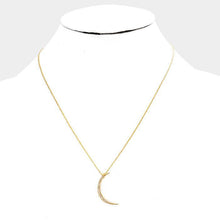 Load image into Gallery viewer, 14K Gold Dipped CZ Moon Pendant Necklace
