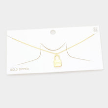 Load image into Gallery viewer, Gold LOVE Gold Dipped Metal Lock Pendant Necklace
