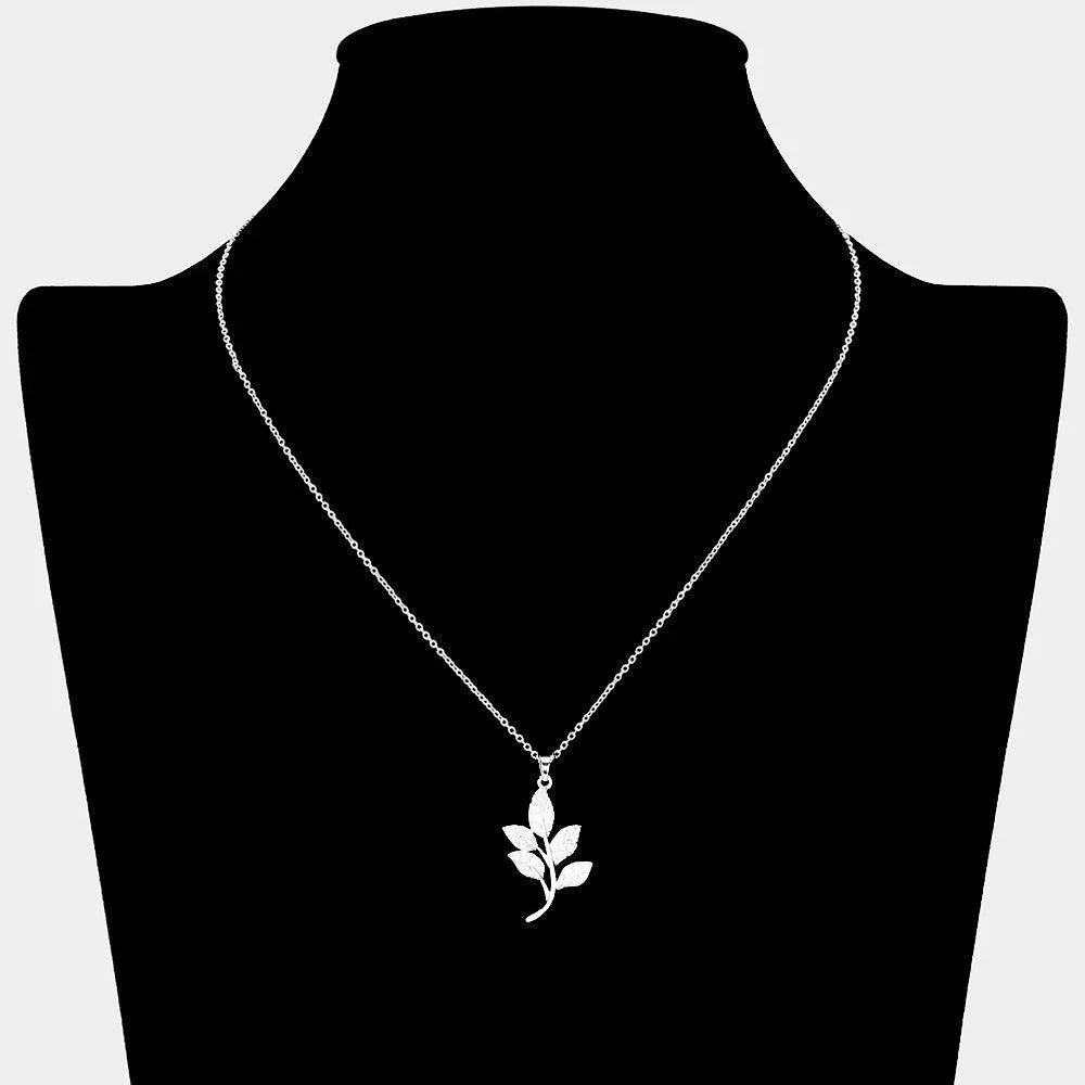 CZ Stone Paved Leaf Pendant Necklace - Jewelry Store by Erik Rayo