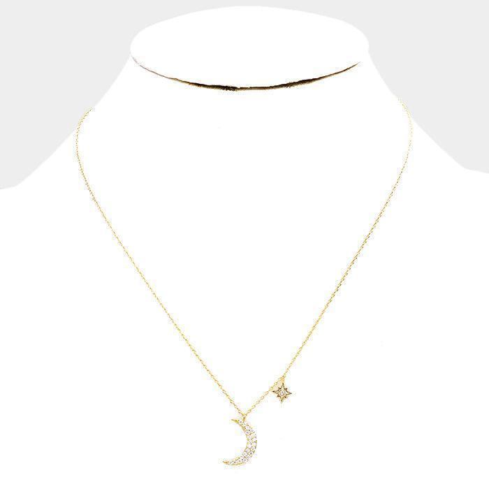 14K Gold Dipped CZ Moon North Star Necklace - Jewelry Store by Erik Rayo