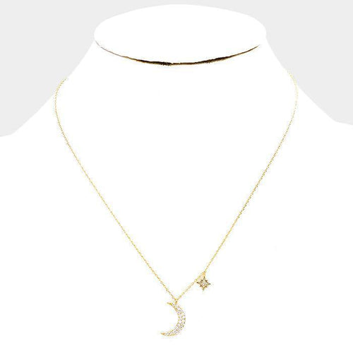 14K Gold Dipped CZ Moon North Star Necklace - Jewelry Store by Erik Rayo