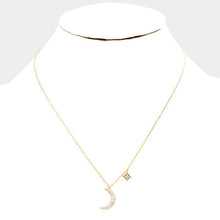 Load image into Gallery viewer, 14K Gold Dipped CZ Moon North Star Necklace
