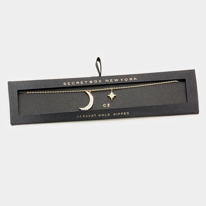 14K Gold Dipped CZ Moon North Star Necklace - Jewelry Store by Erik Rayo