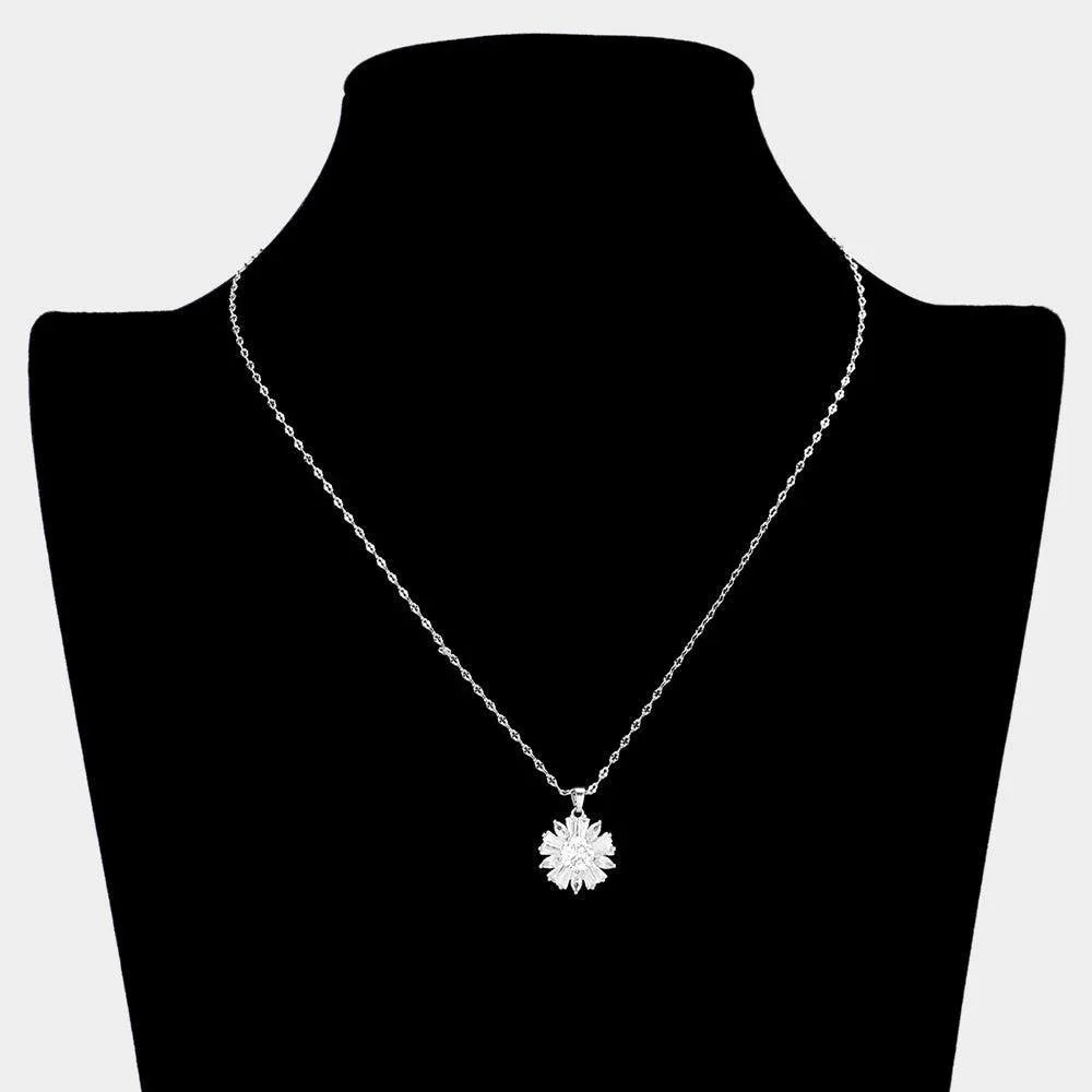 CZ Stone Flower Pendant Necklace - Jewelry Store by Erik Rayo