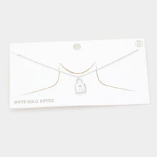 Load image into Gallery viewer, Gold White Gold Dipped Metal Lock Pendant Necklace
