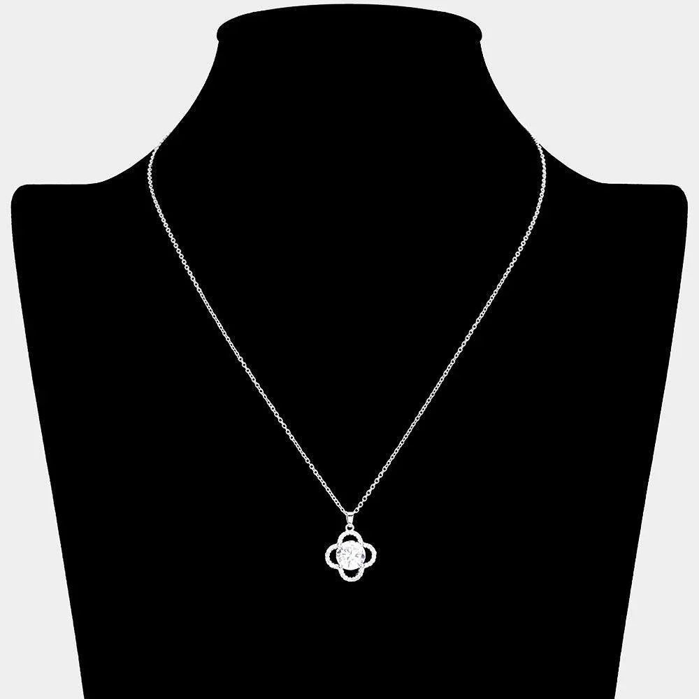 Round CZ Stone Pointed Quatrefoil Pendant Necklace - Jewelry Store by Erik Rayo
