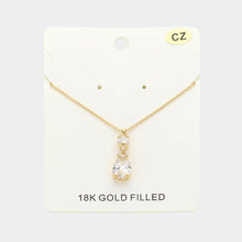 Load image into Gallery viewer, Gold 18K Gold Filled CZ Teardrop Stone Pendant Necklace
