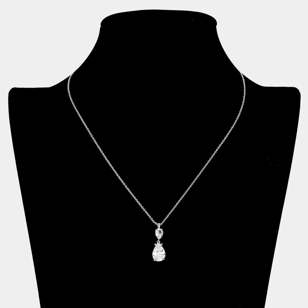 CZ Teardrop Stone Pendant Necklace - Jewelry Store by Erik Rayo